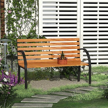 3-Seater Garden Bench (Wood/Steel) w-cover