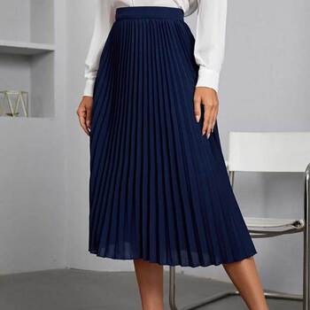 Pleated Mid Length Midi Skirt