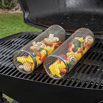 Rolling BBQ grill basket (Pack of 2)
